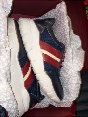 Men's Navy and Burgundy Casual Sneakers Bally size 9